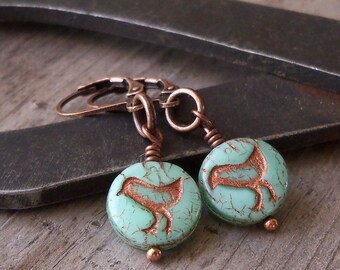 Baby Chick Mint Green Earrings -  Copper or Hypoallergenic Titanium Hooks