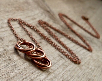 Copper Minimalist Necklace - Layering Necklace - Long Copper Necklace