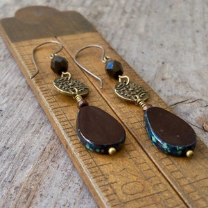 Brown Earrings - Titanium Dangle Earrings - Hypoallergenic Titanium Earrings - Gift for Wife