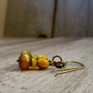 Mustard Yellow Boho Style Dangle Earrings - Hypoallergenic Women&#39;s Beaded Earrings - Dangle Earrings With Pure Titanium Ear Wire