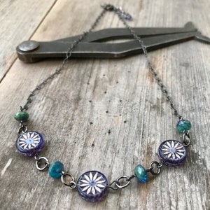Flower Necklace - Boho Necklace - Aster Flower Necklace - Gift for Wife