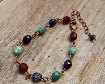 Bead Bracelet - Lightweight Blue Bracelet - Navy Blue Bracelet - Gift for Her - Blue and Turquoise Series