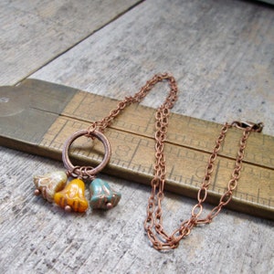 Flower Necklace - Copper Boho Necklace - Lily Flower Pendant - Gift for Her