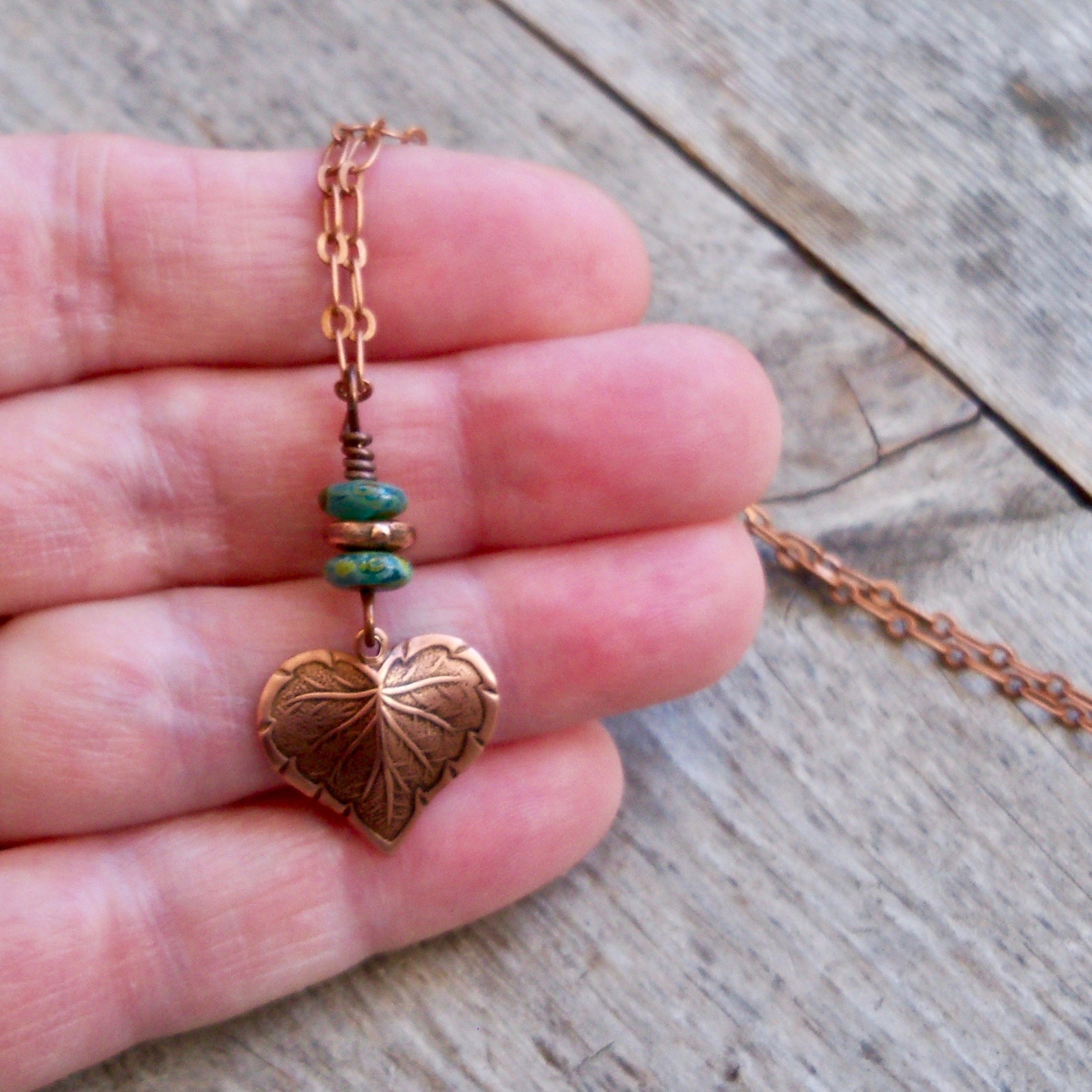 Copper Leaf Necklace Delicate Necklace Copper Necklace Etsy