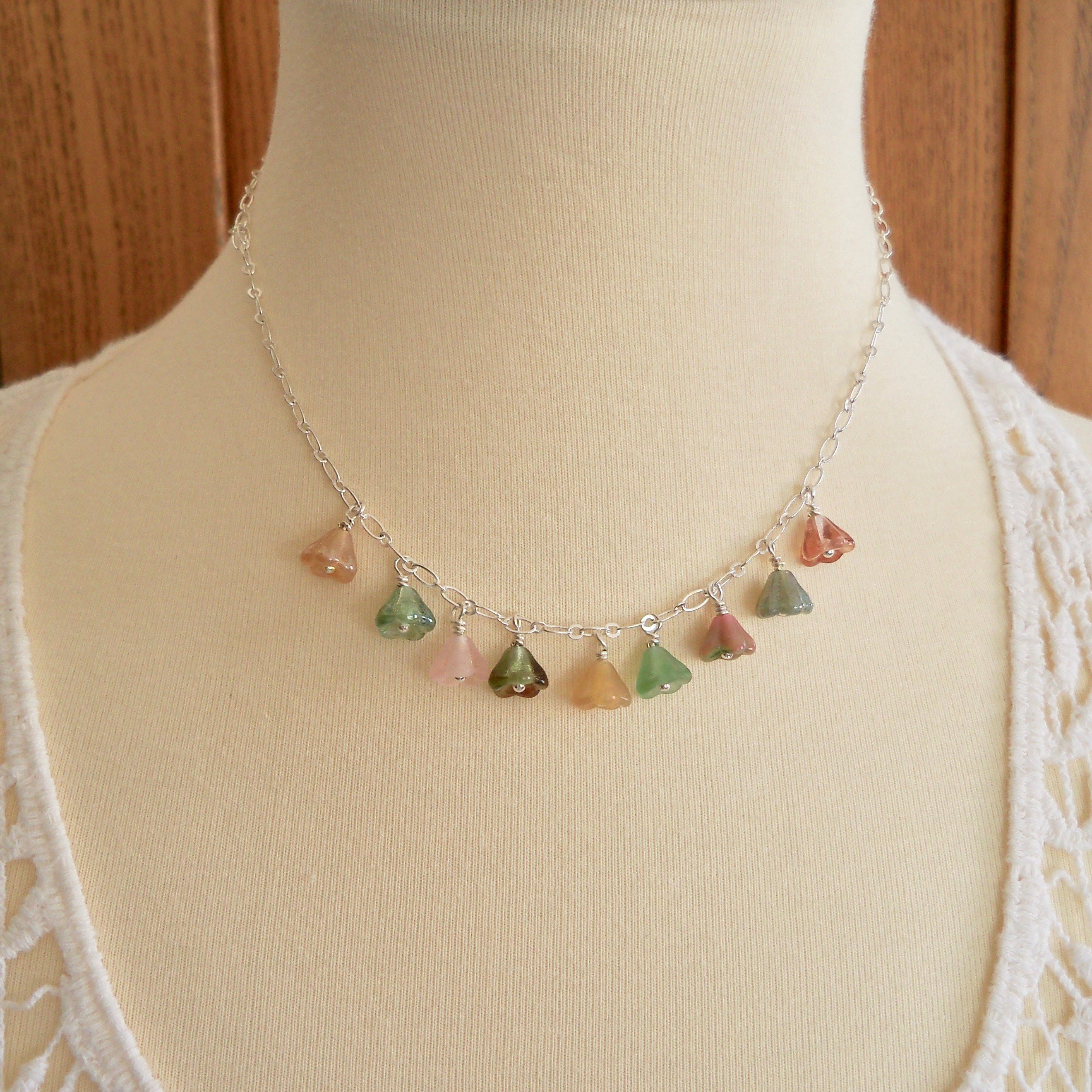 Copper Jewelry Bell Flower Necklace Summer Necklace Gift Etsy