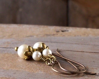 Hypoallergenic Pure Titanium Pearl Earrings - Boho Wedding Bridal Jewelry for Sensitive Ears