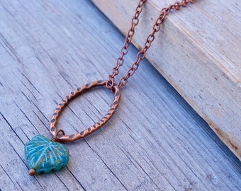 Copper Necklace - Leaf Necklace - Fall Leaf Necklace - Autumn Necklace - Gift for Her