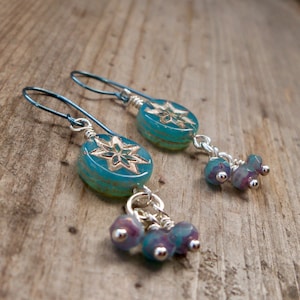 Star Earrings - Titanium Earrings - Boho Dangle Earrings - Blue Earrings - Gift for Her