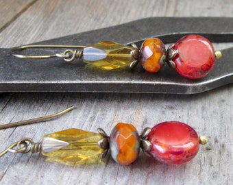 Honey Yellow Dangle Earrings - Boho Dangle Earrings - Titanium Dangle Earrings - Gift for Mom