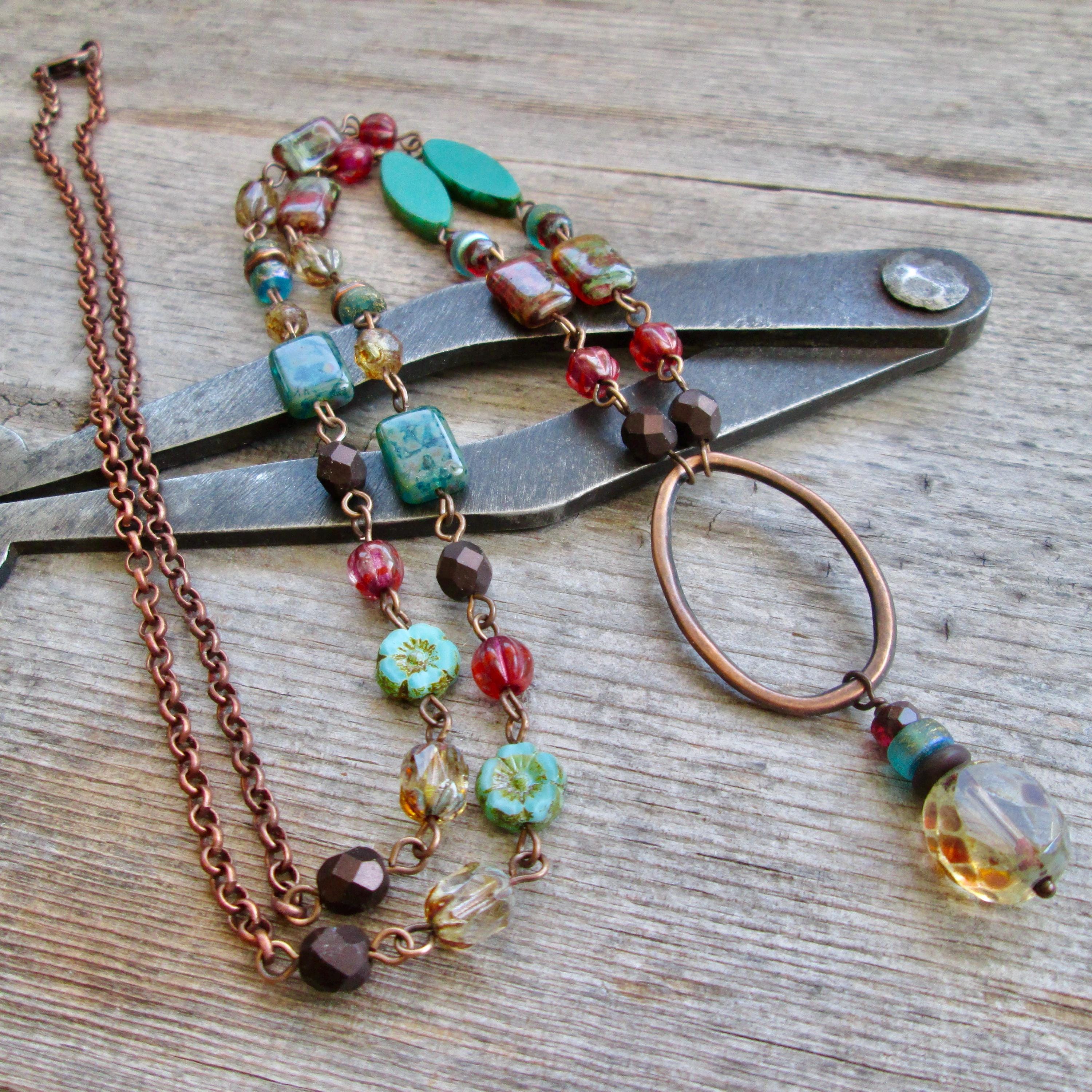 Long Beaded Boho Necklace