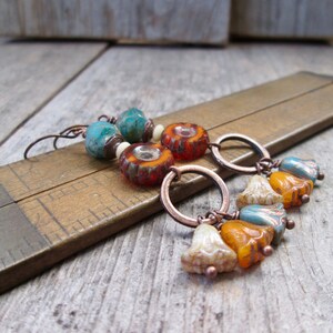 Copper Dangle Earrings - Boho Earrings - Pure Titanium Earrings - Gift for Mom
