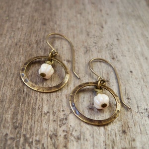 Beaded Earrings - Bead Jewelry - Cream Colored Earrings - Everyday Earrings -  Boho Earrings - Short Dangle Earrings