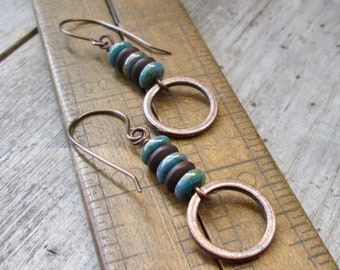 Copper Earrings - Hypoallergenic Titanium Earrings - Boho Jewelry - Blue Bronze Series - Gift for Mom