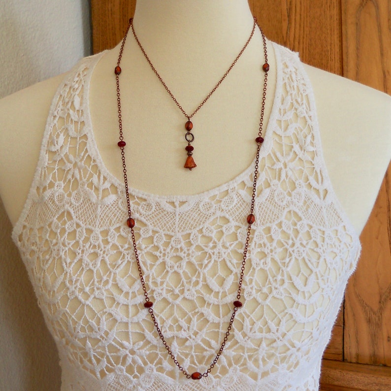 Copper Necklace Copper Pendant Necklace Beaded Necklace Etsy