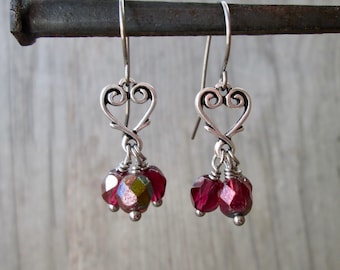 Heart Earrings - Pink Earrings - Hypoallergenic Titanium Earrings - Gift for Friend