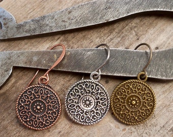 Hypoallergenic Titanium Earrings - Flower Earrings - Mandala Earrings - Floral Earrings - Titanium Dangle Earrings - Gift for Woman