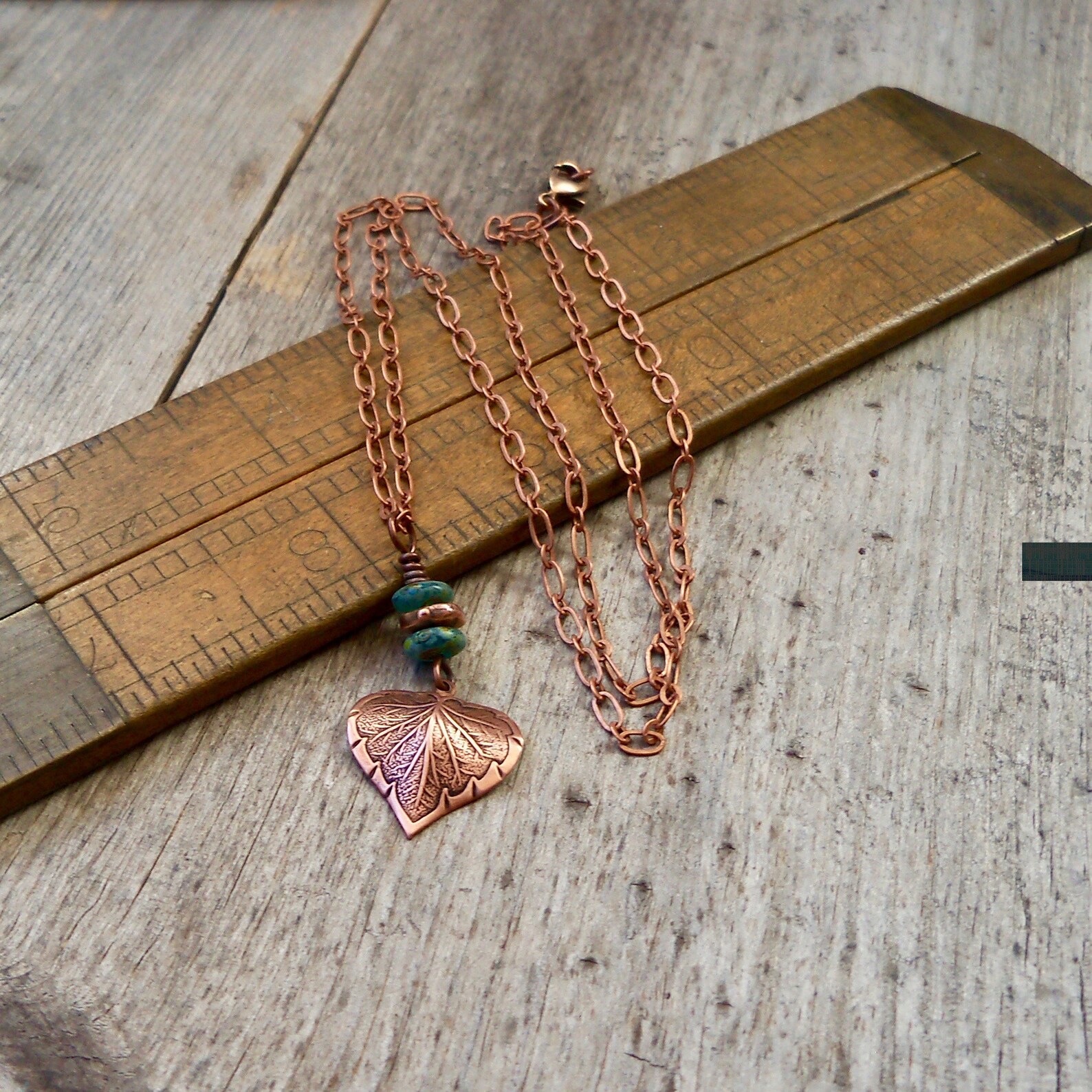 Copper Leaf Necklace Delicate Necklace Copper Necklace Etsy
