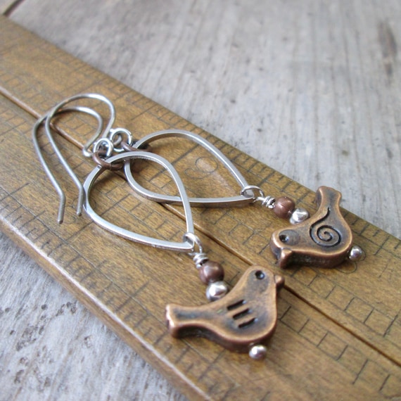 Hypoallergenic Bird Earrings Mixed Metal Jewelry for Sensitive