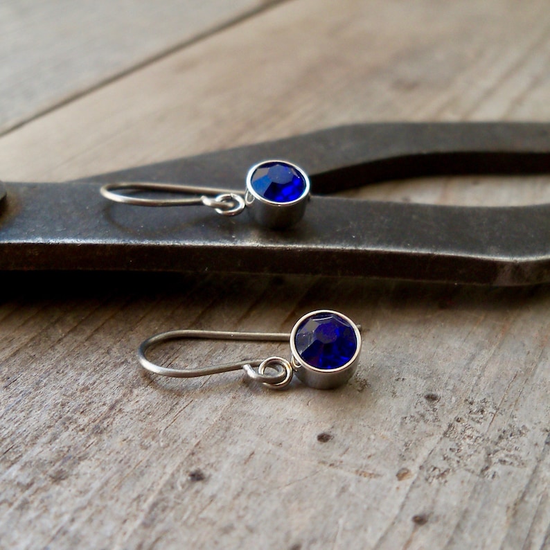 Pure Titanium Birthstone Earrings Titanium Dangle Earrings Etsy