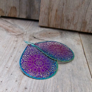 Colorful Stainless Steel Teardrop with Titanium Ear Wire - Dangle Earrings for Sensitive Ears