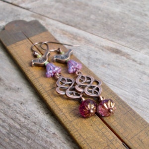 Boho Earrings - Boho Bird Earrings - Titanium Dangle Earrings - Gift for Her