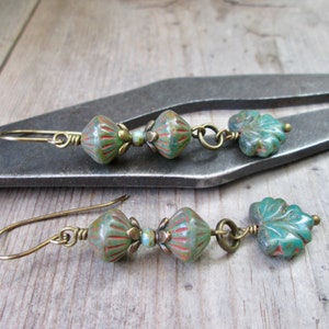Rustic Boho Titanium Leaf Dangle Earrings - Hypoallergenic Jewelry Gift for Women