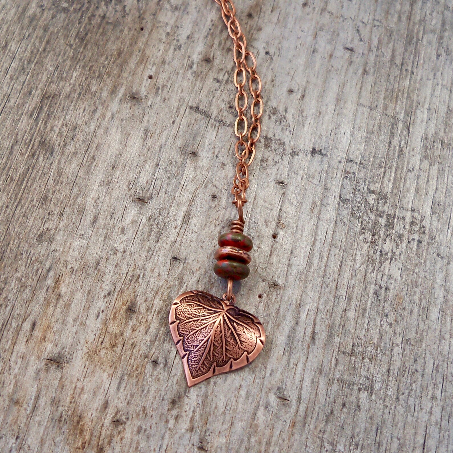 Copper Leaf Necklace Delicate Necklace Copper Necklace Etsy