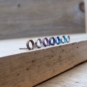 Minimalist Titanium Stud Earrings for Sensitive Ears - Open Circle Post Earrings - Hypoallergenic Jewelry - Gift for Women