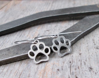 Dog Print Earrings - Hypoallergenic Titanium Earrings - Stainless Steel Earrings - Paw Print - Gift for Dog Lovers