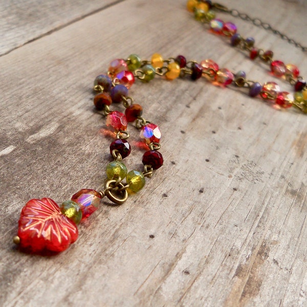 Leaf Necklace - Maple Leaf Jewelry - Autumn Necklace  -  Statement Necklace - Bohemian Necklace - Autumn Series16