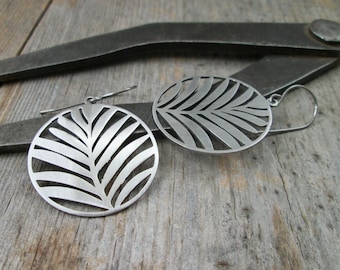 Palm Leaf Earrings - Stainless Steel Earrings - Hypoallergenic Titanium Earrings - Tropical Earrings - Gift for Mom