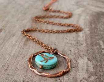 Copper Necklace - Women's Copper Jewelry - Copper Jewelry - Circle Necklace - Boho Necklace - Bead Jewelry - Bead Necklace - Boho Jewelry