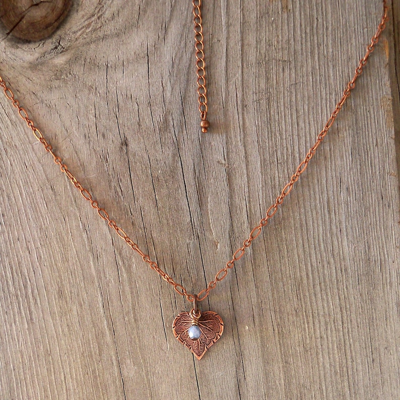 Delicate Leaf Necklace Copper Leaf Necklace Boho Jewelry Etsy
