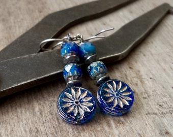 Hypoallergenic Titanium Earrings - Blue Earrings - Boho Dangle Earrings - Gift for Mom
