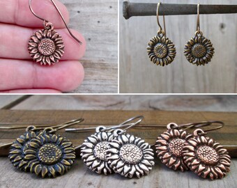 Sunflower Earrings - Titanium Earrings for Sensitive Ears - Gift for Her