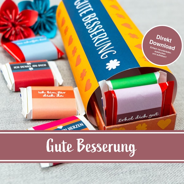 Ritter Sport banderoles get well soon, gifts for recovery, Ritter Sport gift get well soon, gift, download