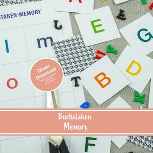 Memoria de letras, aprender letras mayúsculas y minúsculas, cartas de ayuda al aprendizaje, ABC, ejercicio para niños, PDF, descarga instantánea