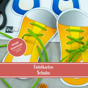 Scarpe da infilare, carte da infilare per bambini, attività creativa per bambini, esercizi per bambini, PDF, download immediato