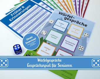 Dice Conversations, Conversation Game for Seniors, Icebreaker Dice Game, Printable Game for Seniors