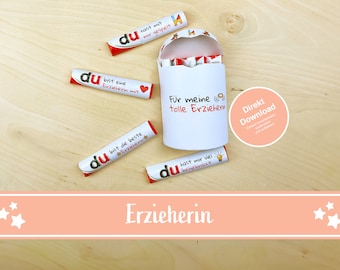 Duplo Banderolen Erzieherin, Geschenke für den Erzieherin, Kindergarten, Duplo Geschenk Erzieherin, Geschenk Kindergarten, Download