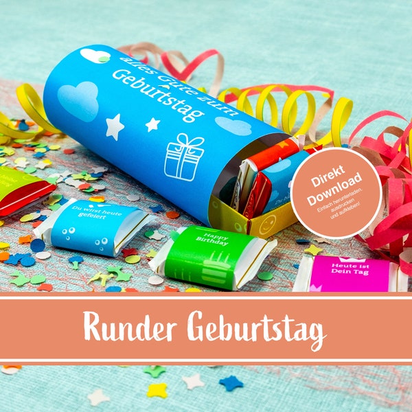 Ritter Sport banderoles round birthday, gifts for the round birthday, Ritter Sport gift birthday, gift, download