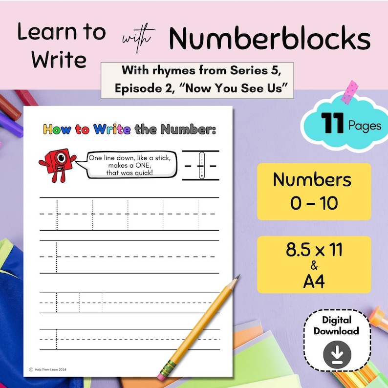 Numberblocks Number Formation Worksheet: Rhymes for Writing 0-10 ...