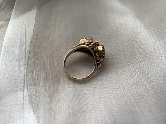 14k Solid Yellow Gold Double Garnet Statement Rin… - image 8