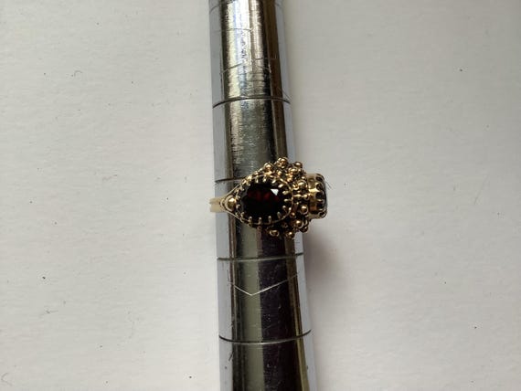 14k Solid Yellow Gold Double Garnet Statement Rin… - image 7