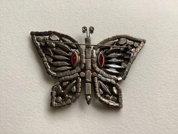 Unsigned Beautiful 3.5” Rhinestone Butterfly Broo… - image 2