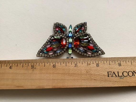Unsigned Beautiful 3.5” Rhinestone Butterfly Broo… - image 5