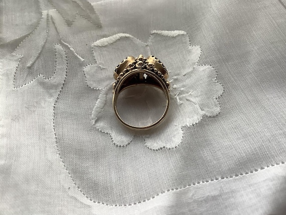 14k Solid Yellow Gold Double Garnet Statement Rin… - image 10