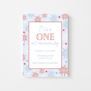 One All-American Boy First Birthday Invitation - Digital and Print