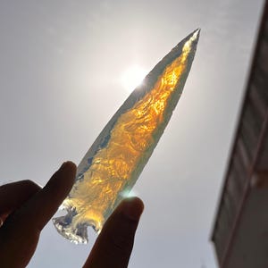 6'' Opalite Arrowhead, Handcrafted Spearhead, Crystal Point, Crescent Arrowhead Shape Gemstone For Meditation & Home Decor, Crystal Gift.