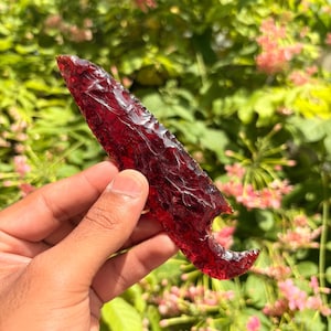 6&#39;&#39; Red Obsidian Knife, Hand Knapped Crystal Knife, Agate Blade, Mystic Decor, Gemstone Spearhead, Obsidian Knives, Unique Gift Crystal.